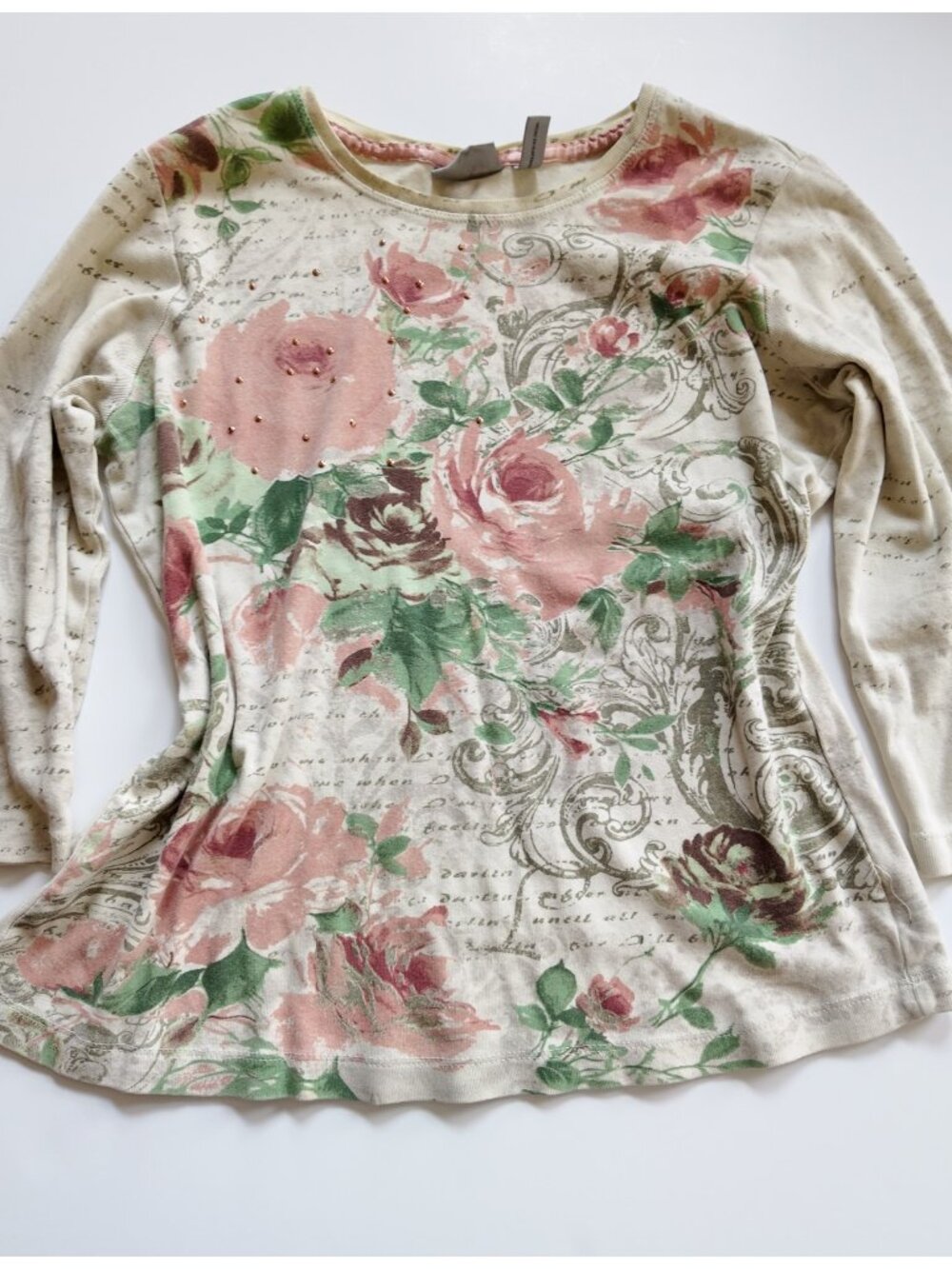 vintage floral lonsleeve shirt size small fairy y2k 2000s